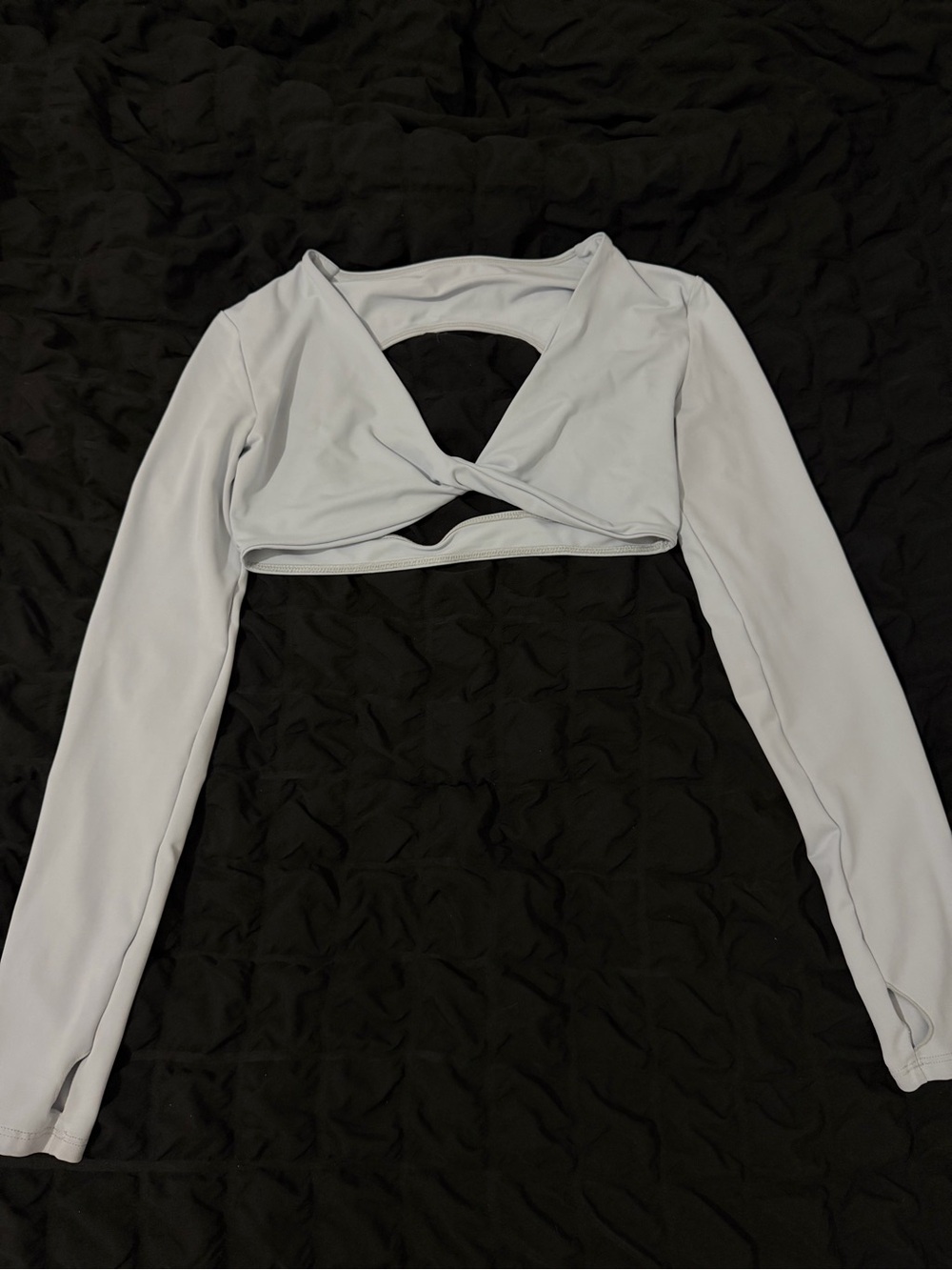 SHEIN Pale Blue Twist-Front Long Sleeve Crop Top